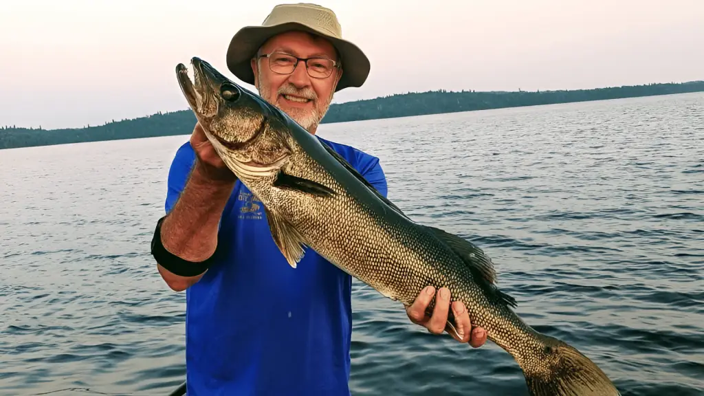 Un pêcheur avec un doré trophé sur le lac echouani du llon richer